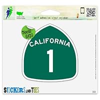 California Route Highway 1 Vinyl Car Bumper Window Sticker 2" x 2"