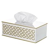 Diamond Lattice Tissue Box Cover Rectangular, Decorative Bath Tissues Paper Napkin Holder- Resin Rectangle Napkins Container- Bottom Slider- For Elegant Bathroom Decor
