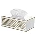 Creative Scents Diamond Lattice Tissue Box Cover Rectangular, Decorative Bath Tissues Paper Napkin Holder- Resin Rectangle Napkins Container- Bottom Slider- for Elegant Bathroom Decor