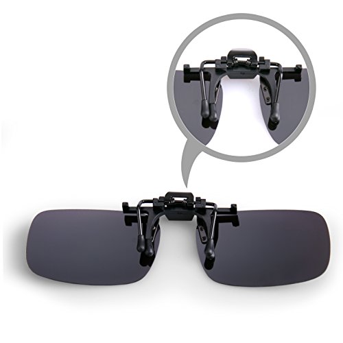 Splaks Clip-on Sunglasses, Unisex Polarized Frameless Rectangle Lens Flip Up Clip on Prescription Sunglasses Eyeglass, 2-Piece Clip on Glasses (Mirror Coating)