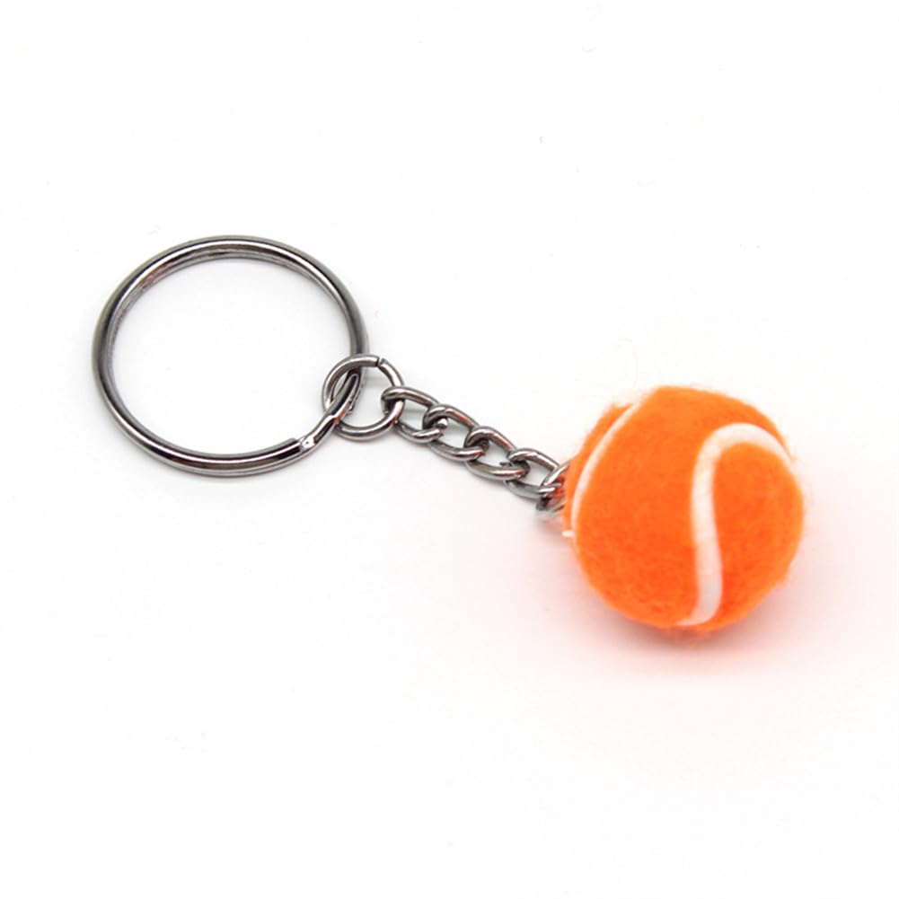 Shilipu Orange Tennis Ball Keychain Keyring - Creative Playing Tennis Ball Metal Key Rings Hanging Decoration for Keys Backpack Purse Crafts DIY Gift Party Favors Supplies