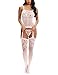 Vextronic Women One Piece Sexy Lingerie Crotchless Body Stocking Fishnet Bodysuit White