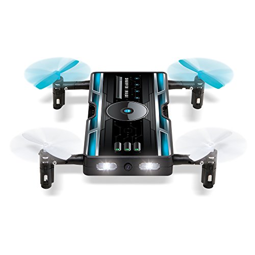 SHARPER IMAGE HD Video Streaming Smartphone RC Foldable Pocket Drone, 2.4GHz 6 Axis Headless Portable Quadcopter With Autopilot System â€“ Blue/Black
