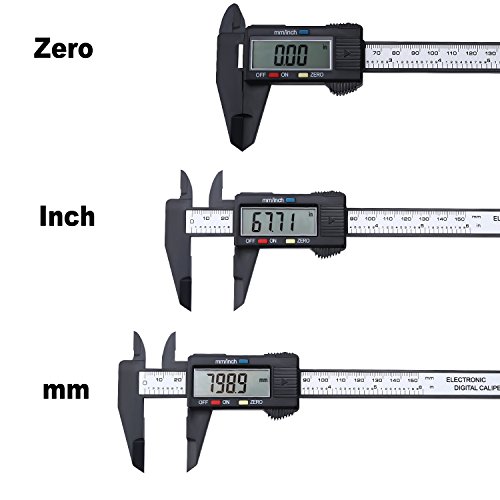 OCGIG Digital Caliper Carbon Fiber Vernier Caliper 0-6 Inches 150mm with Large Clear LCD Screen Inch/Millimeter Conversion - Thumbnail 4