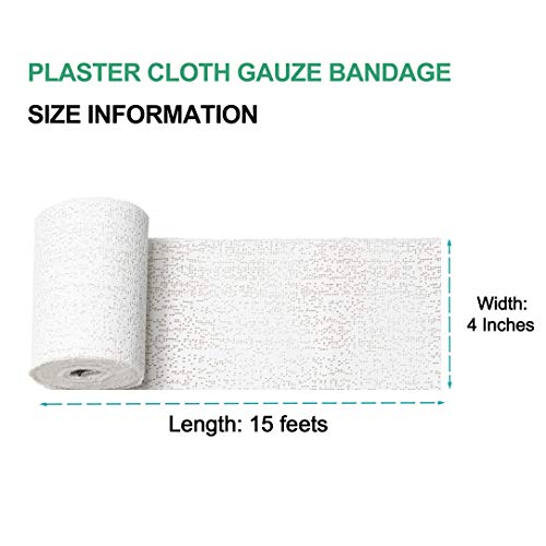 Plaster Gauze Bandage for Hobby Craft, Masks, Scenery, Belly Cast - 4" x 180" (5yd) Gauze Bandage Roll (12 Pack)