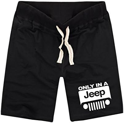 Sysuer Mens Auto Car Jeep Cotton Gym Shorts Casual Short Black