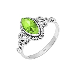 Peridot Stone Ring 925 Sterling Silver Statement