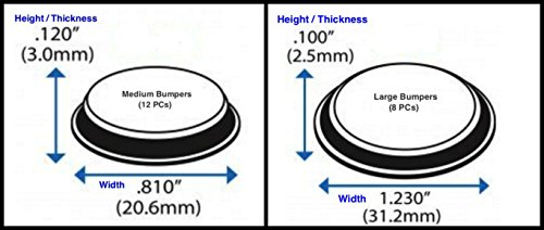 Round Clear Adhesive Bumpers Combo (Large, Medium) Pack - Set of 20 Transparent Self Stick Rubber Pads for Glass Table Top, Furniture, Electronics, Laptop, Mirrors - Made in USA - Thumbnail 4
