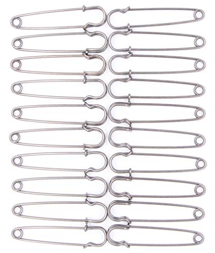 LeBeila Large Safety Pins, Strong Blanket Pins in Bulk-Heavy Duty and (20pcs, Light Gun-Black) - Thumbnail 2