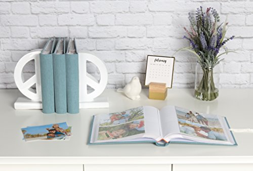DesignOvation Kim Teal Fabric Photo Album with Ribbon and Button Closure, Holds 200 4x6 Photos, Set of 4 - Thumbnail 5