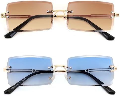 New 24 Sets Rimless Rectangle Sunglasses for Women Men Frameless Square Sunglass Amazon.com: Gleyemor Mens Sunglasses Fashion Rimless  main image 2