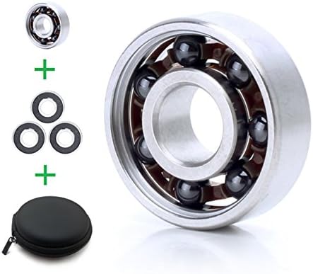 Up To 5min Fidget Spinner Black Ceramic Center Bearing, 3 Pcs Ball Bearings, Untislip Case, Hand Spinner Finger Toy Replacement Accessories To Devil Level