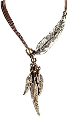 Fashion African Vintage Feather Necklace Sweater Chain Pendant Jewelry
