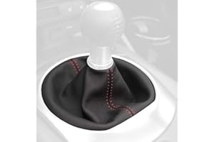 RedlineGoods Shift Boot Compatible with Mazda Miata ND 2016-19. Black Alcantara-Silver Thread