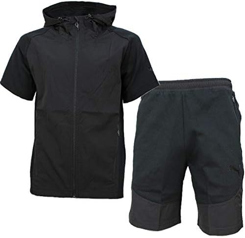 Amazon プーマ スウェット 上下 メンズ トレーニングウェア パーカー 半袖 ハーフ 8441 01 ブラック Puma 吸汗速乾 上下セット フィットネス トレーニング スウェット パーカー 通販