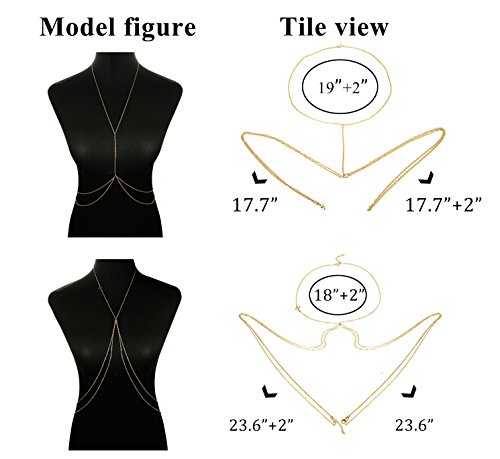 Finrezio Thin Sexy Gold Cross Body Belly Chains Necklace Jewelry for Women 4Pcs a Set (Style AA:8 pcs Body Belly Chain) - Thumbnail 4