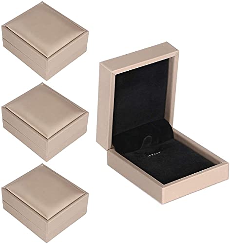 sdoot Necklace Pendant Box, 4 Pack PU Leather Jewelry Box, Gold Gift Boxes, Earring Storage Case for Proposal, Engagement, Wedding