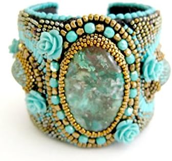 "Beautiful in Blue" Turquoise Beaded Bracelet Cuff