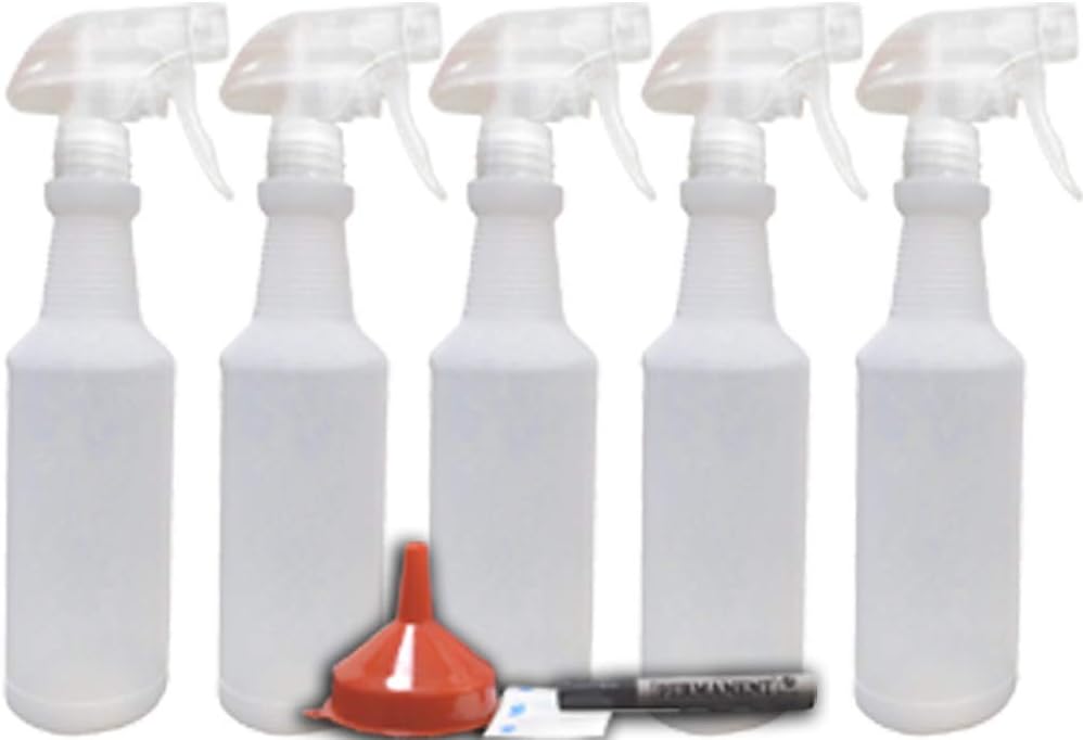 EZPRO USA Transparent Spray Bottles for Cleaning Solutions, Commercial Spray bottles for cleaning solutions 32 oz. Professional spray bottles pack 32 oz w/ Measurements Mist / Stream Spray, Pack