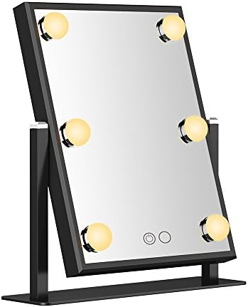 Nitin Vanity Mirror with Dimmable and Touch Control Design, Hollywood Style Makeup Cosmetic Mirrors with Lights , Aviation - Grade Aluminum Frame Jewelry Packaging Material Velvet Back Plate (Black)