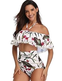 Heat Move traje de baño de cintura alta con borla y hombros descubiertos para mujer