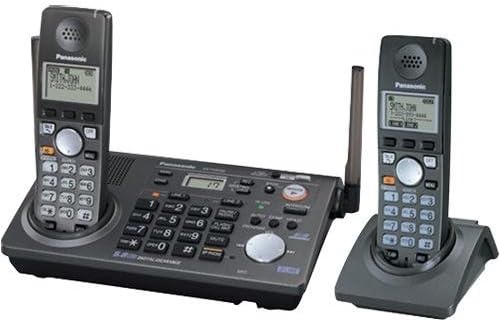 Panasonic KX-TG6702B 2-Line 5.8 GHz FHSS GigaRange Expandable Cordless Phone System with 2 Handsets,Black