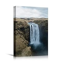 Canvas Wall Art Mountain Waterfalls Landscape Multicolor Photography Relax/Calm Traditional Waterfall - 12x18 inches