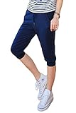 Pink Queen® Women's Casual Drawstring Cuffed Cropped Pants Capri Joggers