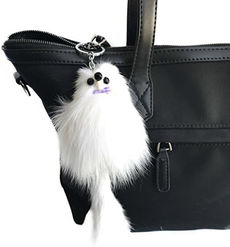 Fluffy Genuine Fur Keychain Charm Fox Pendant Pom Pom Keyring Women Handbag Doll