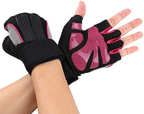 Hootracker Fitness Gloves Bracers Professional Half Finger Non-slip Silicone Gloves Wear Resistant Shock-absorbing Breathable Gym Gloves for Lifting, Training, Cycling