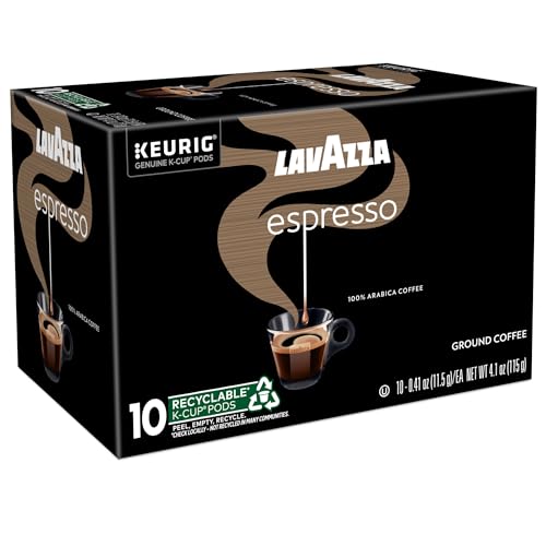 LAVAZZA ESPRESSO, SINGLE-SERVE KEURIG K-CUP PODS, MEDIUM ROAST COFFEE, 10-COUNT BOX