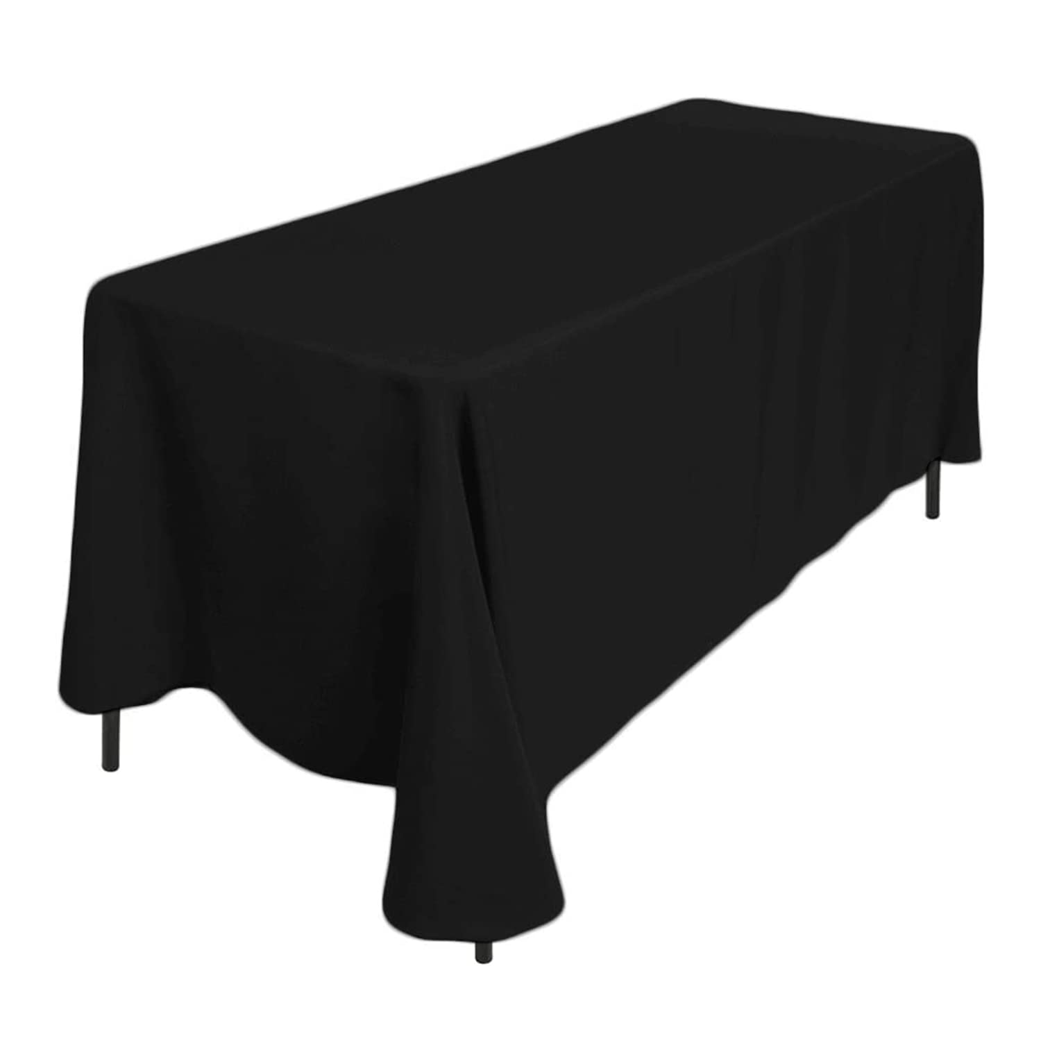 Trimming Shop Rectangle Cotton-Polyester Tablecloth, 70" x 126" Premium Linen Table Cover, Washable Fabric Table Cloth for Dining Table, Banquets, Weddings, Parties, Black, 1pc — image 1