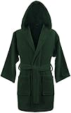 Boys Terry Hooded Bathrobe 100% Cotton Made in Turkey (Large, Green)