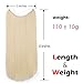 AisiBeauty 20 Inches Fish Line Hair Extensions Long Straight Hidden Invisible Wire Hair Flip on Wire in Hair Extensions Blonde Synthetic Invisible Wire Hair Extensions for Women (613#)