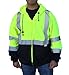 3C Products SAJ6700, ANSI/ISEA Class 3, Men’s Safety Fleece Hoodie Jacket, Reflective, Pockets, Neon Green w/Black Bottom