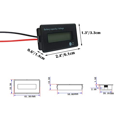 12V 24V 36V 48V Battery Meter, Battery Capacity Voltage Indicator, Lead-Acid&Lithium ion Battery Charge Discharge Monitor, for Motorcycle Car Truck Vehicle Marine Boat Golf Cart Club Car - Blue