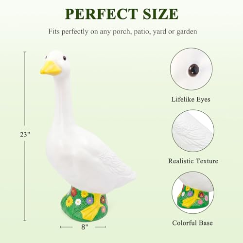 Hofriyo 23 Inch Large Porch Goose Statue - PE Plastic Outdoor Goose Decor for Lawn, Yard, & Garden Decoration, Unique Housewarming Birthday Graduation Gifts for Women Mom Grandma