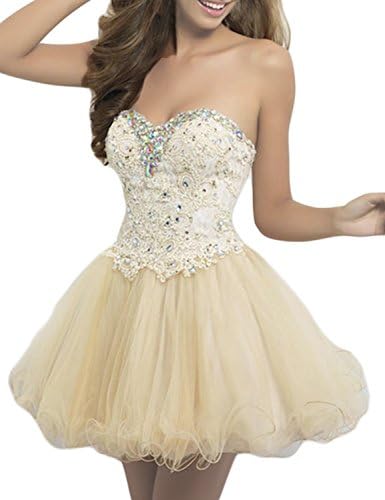 CinderDress Women's Lovely Homecoming Dresses A Line Sweetheart Short Prom Dress Size 22W US Champagne