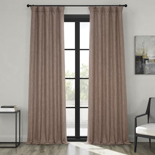 HPD Half Price Drapes - Faux Linen Curtains for Living Room (2 Panels) - 50W X 84L - Textured Room Darkening Curtains for Bedroom 84 Inches Long - Drapes for Home Decor, Dutch Cocoa Image