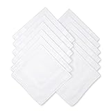 Milesky Men's Cotton Handkerchiefs Solid White Large 17x17