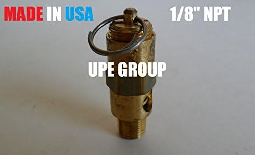 1/8" ASME Brass Safety relief Valve, American made, Compressed air pop off valve (200 PSI)