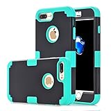 iPhone 7 Plus Case, AOKER Hybrid Heavy Duty Shockproof Full-Body Protective Case with Dual Layer [Hard PC+ Soft Silicone] Impact Protection for Apple iPhone 7 Plus 5.5 Inch (Black Aqua)