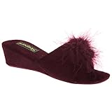 Sleepers Womens/Ladies Anne Jewelled Rosette Boa Mule Slippers