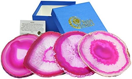 Set of 4 Agate Drinks Coasters (Pink)