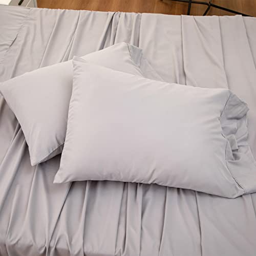 Buyoung Queen Bed Sheet Set - 4 Piece Set,14 inch Deep Pocket,1800 Microfiber, Ultra Soft,Wrinkle Free,Fade, Stain Resistant Washable,Breathable,1 Fitted Sheet,1 Flat Sheet,2 Pillowcases(Grey)