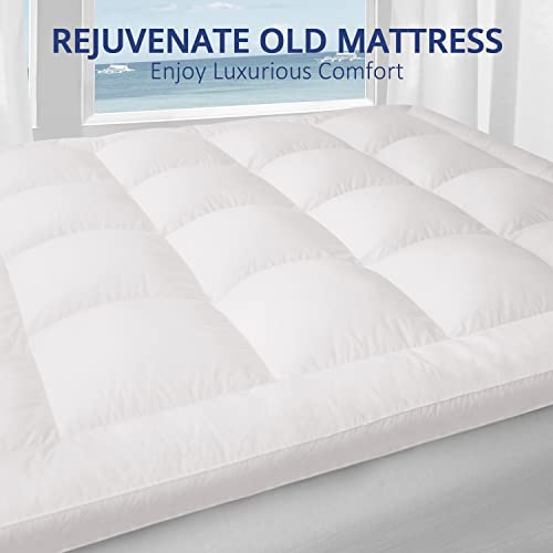 ELEMUSE Extra Thick Cooling Queen Mattress Topper, 1300 GSM Overfilled Pillow Top with Baffle