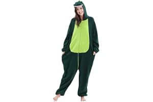 JVJQ Adult Animal Onesie - Ultra-Soft Plush Halloween Costume for Men & Women Cozy Animal One-Piece Pajamas with Hood & Tail