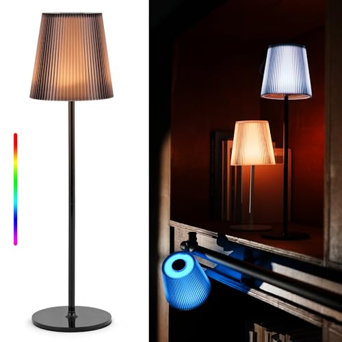 LuminexDesigns Lampada da Tavolo Senza Fili LED Dimmerabile, Lampada Ricaricabile con Testa Magnetica, 3000K & RGB, IP54 per Casa, Ristorante, Terrazza