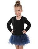 Arshiner Little Girls Classic Knit Wrap Sweater Wrap Top, Black, Large