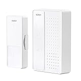 AUKEY Wireless Doorbell with Up to 1148ft Wireless Range, 4 Volume Levels and 36 Tones, White